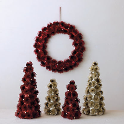 Tinsel Ball Wreath with Glitter and Gold