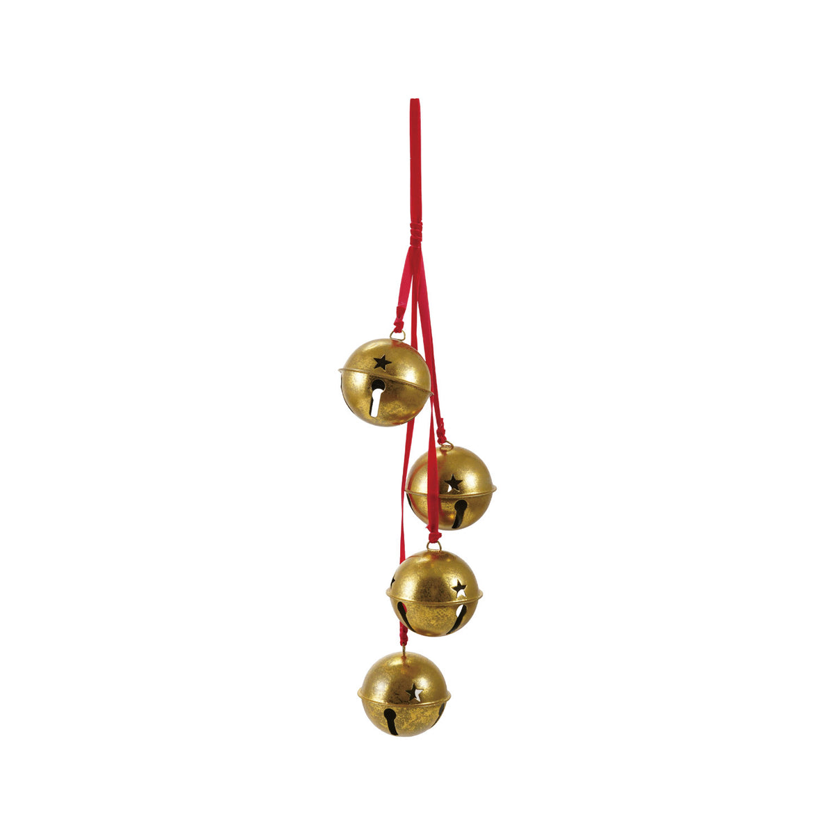 Gold Jingle Bells - Red Velvet Ribbon