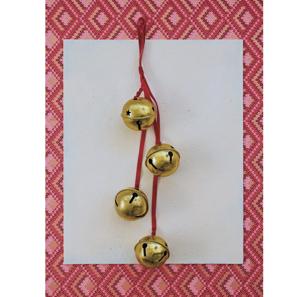 Gold Jingle Bells - Red Velvet Ribbon
