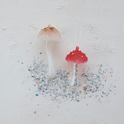 Glass Mushroom Ornament - 2 Colors