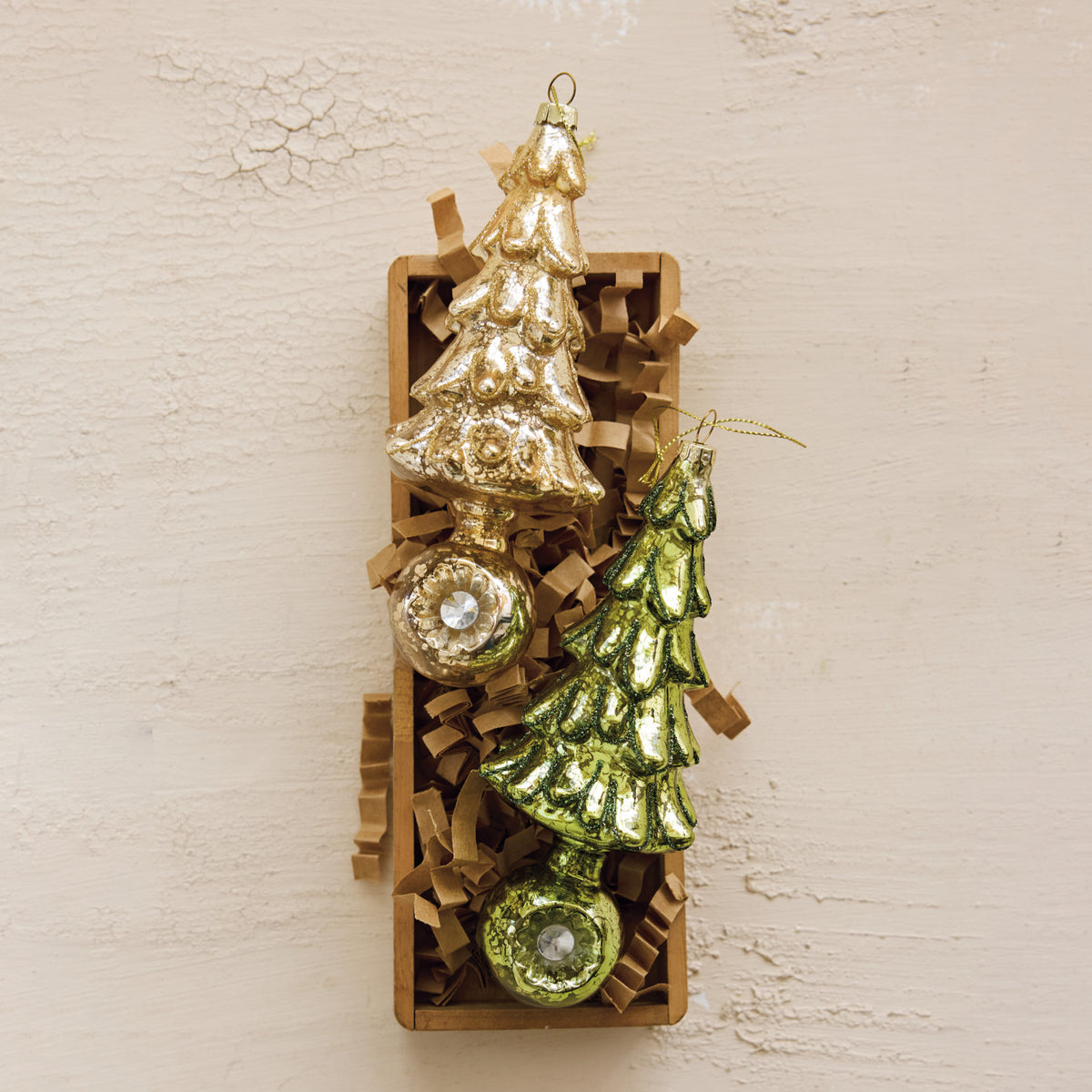 Mercury Glass Tree Ornament with Eye Base