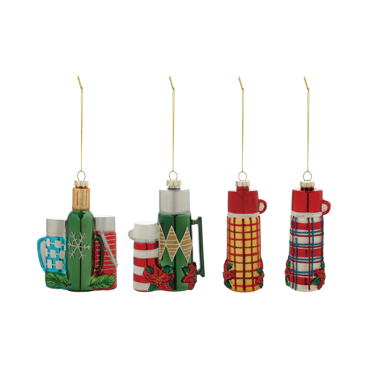 Glass Thermos Ornament with Glitter - 4 Styles
