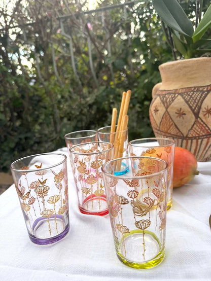 Moroccan Tea Glasses Tulips S/6