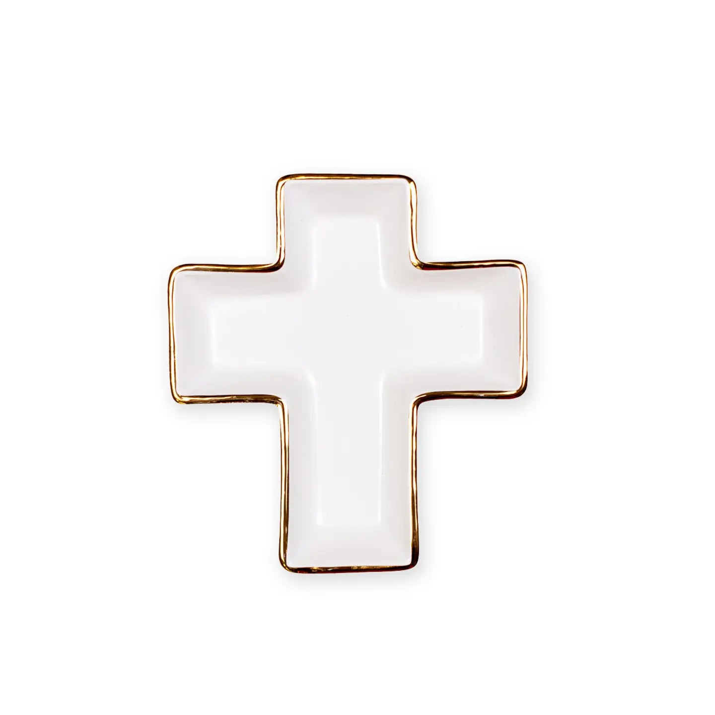 Cross Shaped Trinket Dish White/Gold