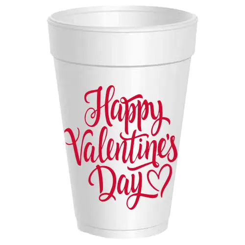Happy Valentines Day Script Foam Cups