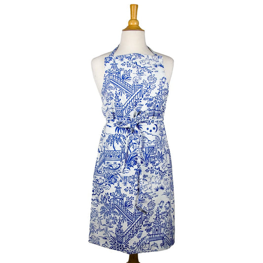 Pagoda Apron Blue/White