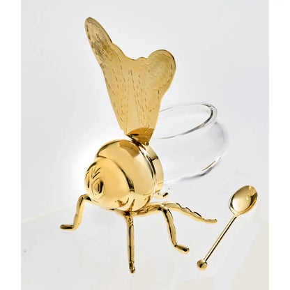 Bee Gold Honey Jar with Spoon