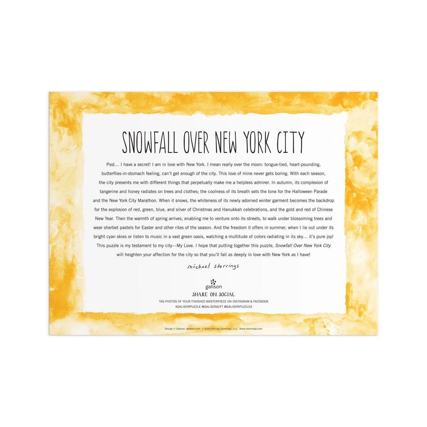 Michael Storrings Snowfall Over New York City Puzzle