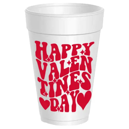 Happy Valentines Day Groovy Foam Cups