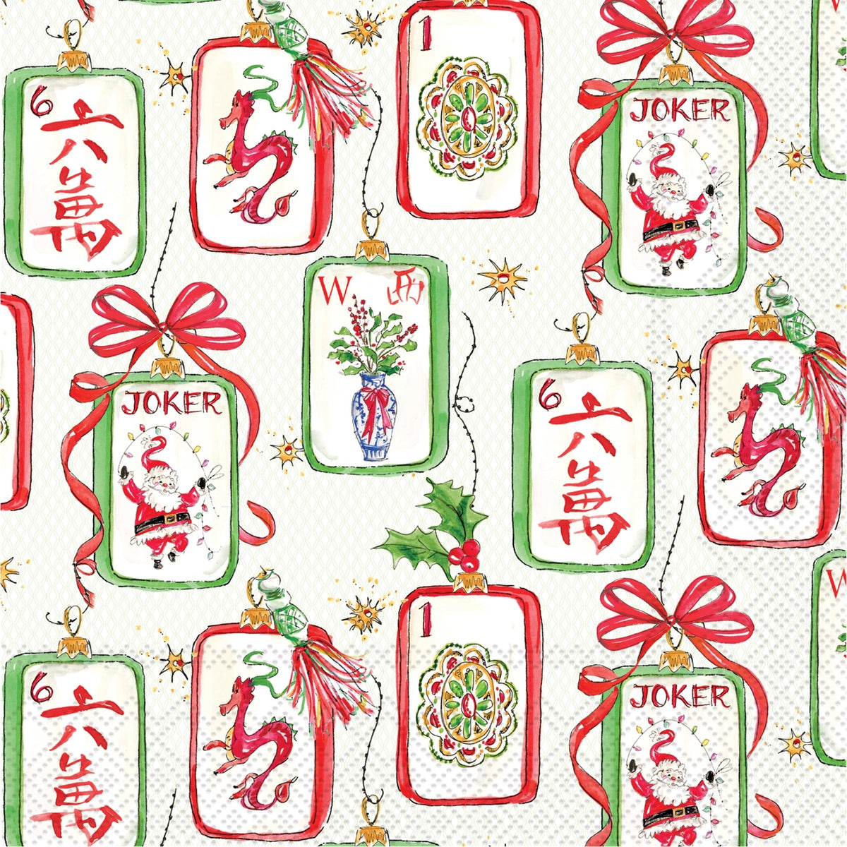 Mahjong and Santa Paper Cocktail Napkin