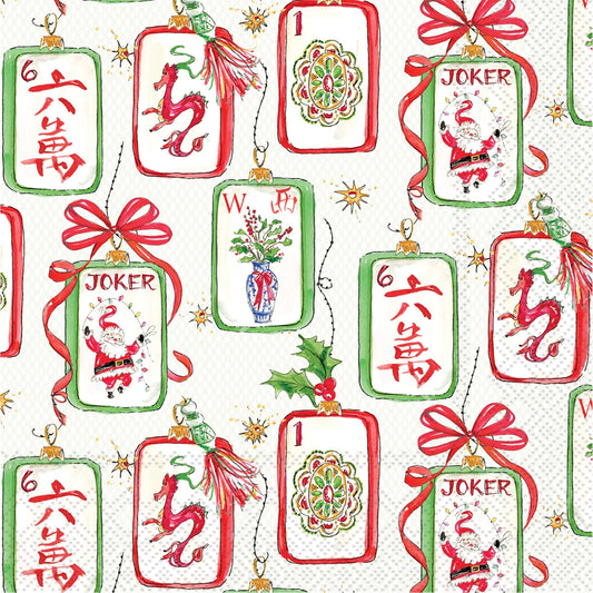 Mahjong and Santa Paper Cocktail Napkin