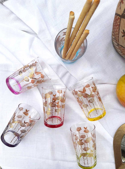 Moroccan Tea Glasses Tulips S/6
