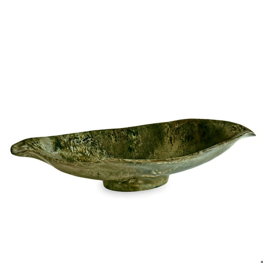 Resin Malachite Medium Oval Bowl