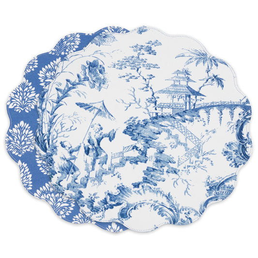 Chinoiserie Reversible Round Placemats (Blue & White)