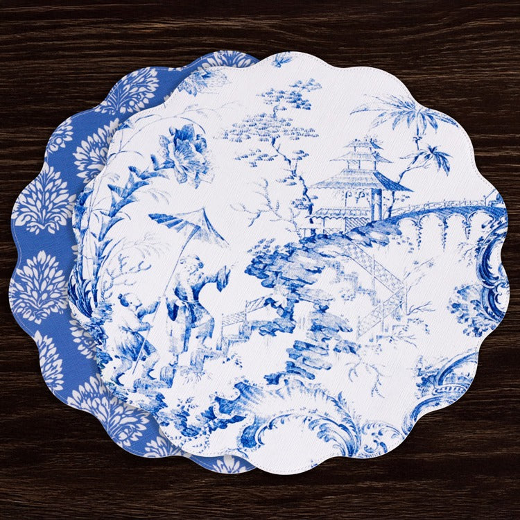 Chinoiserie Reversible Round Placemats (Blue & White)