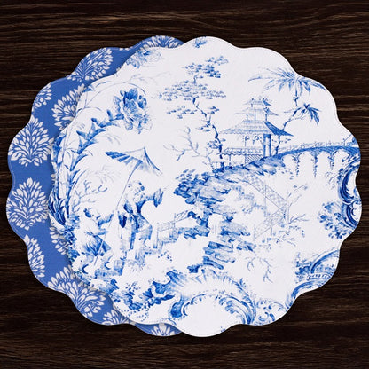 Chinoiserie Reversible Round Placemats (Blue & White)