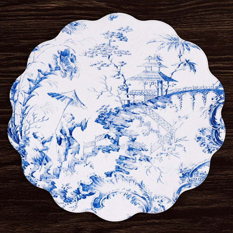 Chinoiserie Reversible Round Placemats (Blue & White)