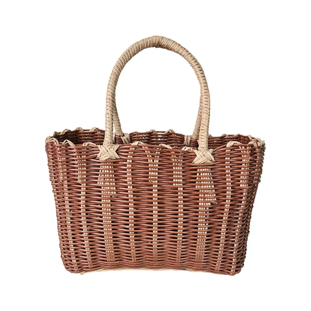 Basket Weave Tote Bag Brown