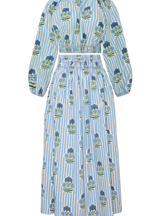 Newport Skirt Blue Green Flower