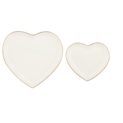 Ivory Heart Trays with Gold Edges
