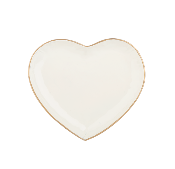 Ivory Heart Trays with Gold Edges