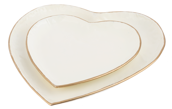 Ivory Heart Trays with Gold Edges