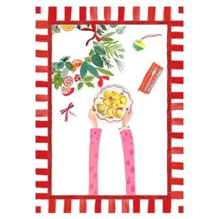 Hand On Christmas Tea Towel - Red