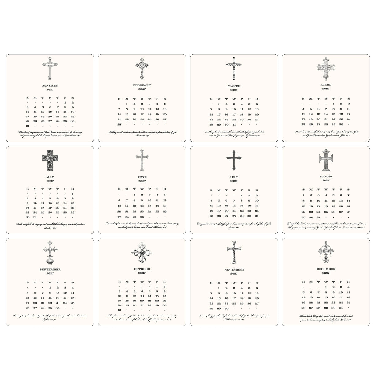 2027 Cross Calendar