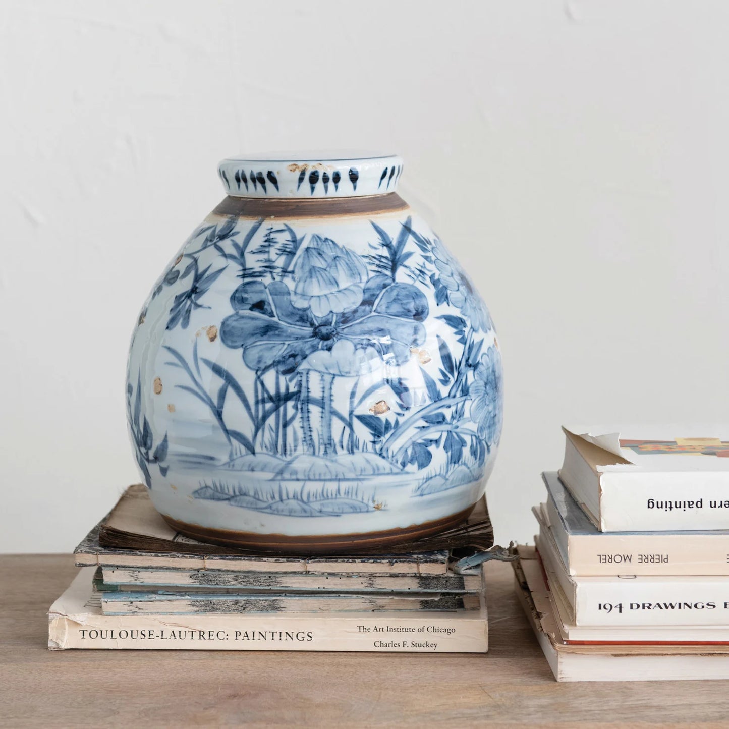 Blue & White Ginger Jar with Lid