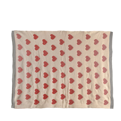 Chenille Baby Blanket with Hearts