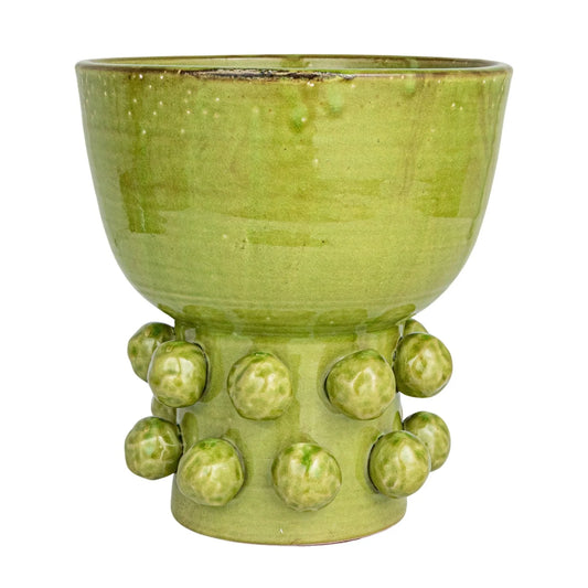 Hobnail Footed Vase -Green