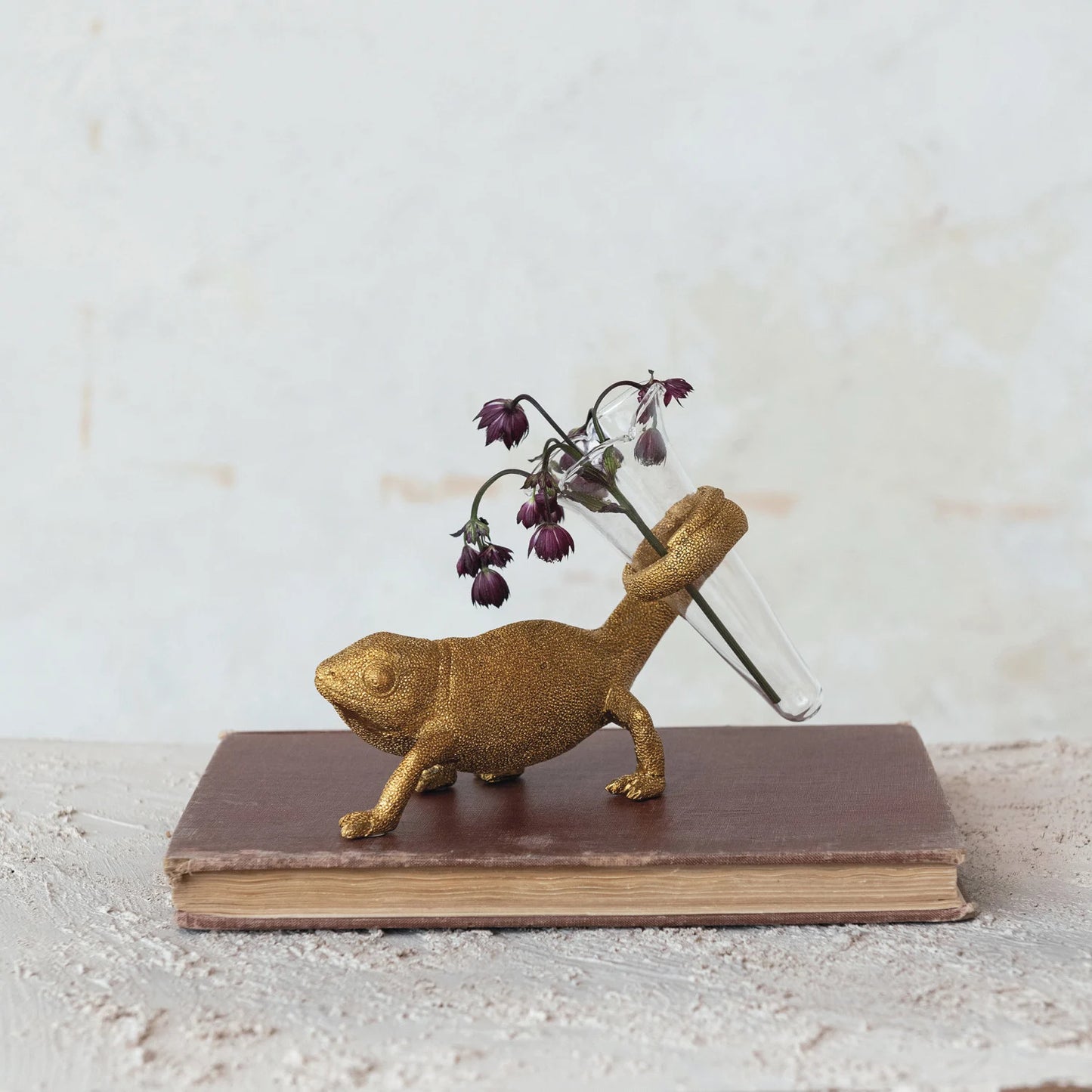 Chameleon with Glass Vase