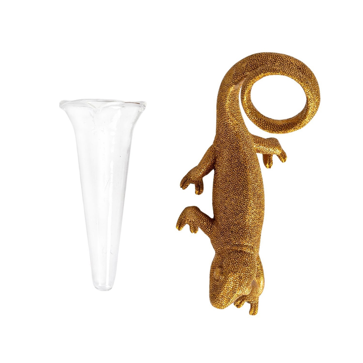 Chameleon with Glass Vase