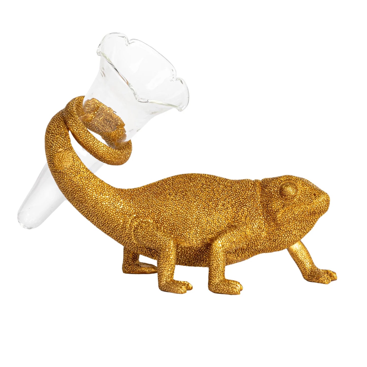 Chameleon with Glass Vase