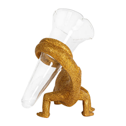 Chameleon with Glass Vase