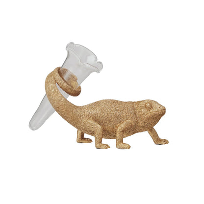 Chameleon with Glass Vase