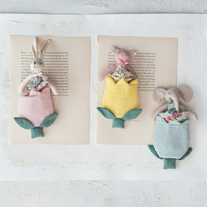 Plush Animal in  Flower Pocket