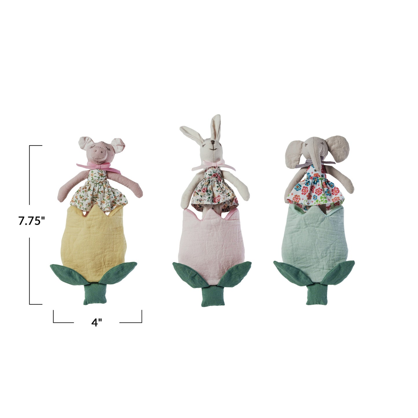Plush Animal in  Flower Pocket