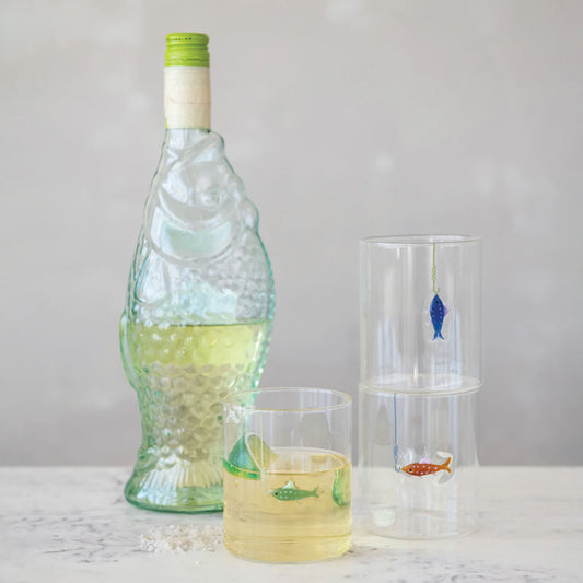 Fish on Hook Glass S/2