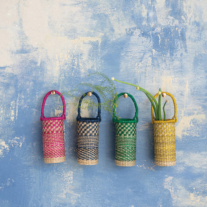 Hand-Woven Seagrass Bottle Basket with Handle