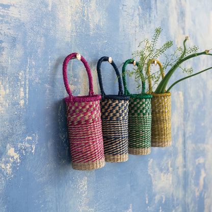Hand-Woven Seagrass Bottle Basket with Handle