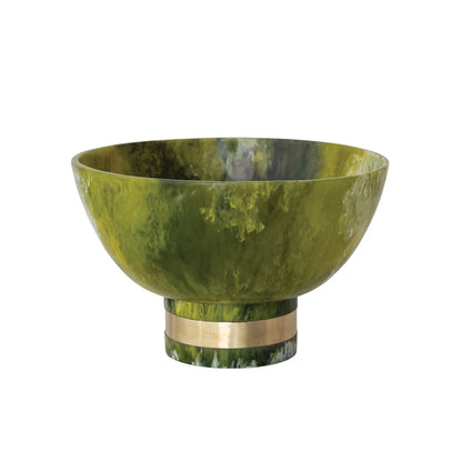 Resin Footed Bowl - Green/Gold