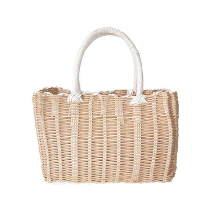 Basket Weave Tote Bag Ivory
