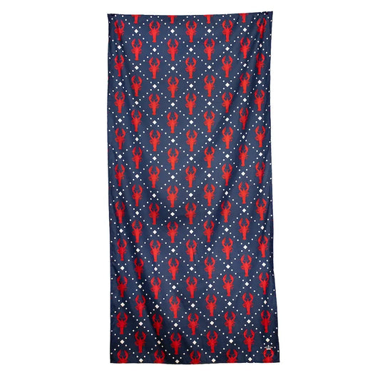 Crawdad Beach Towel Navy/Red 34x70