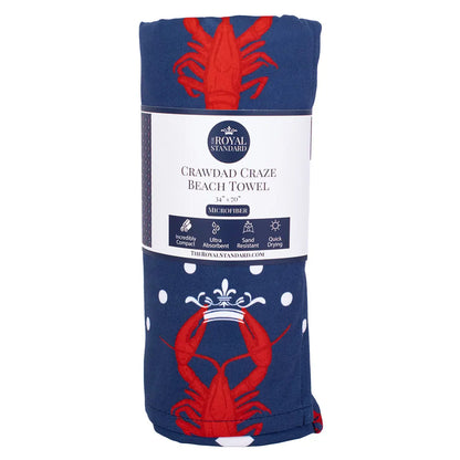 Crawdad Beach Towel Navy/Red 34x70