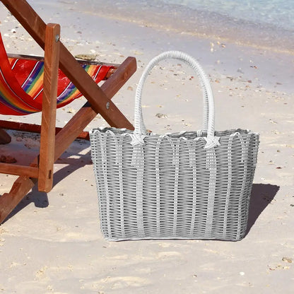 Basket Weave Tote Bag Gray