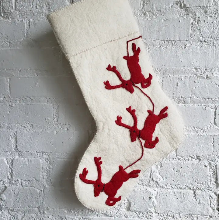 Handmade Felted Wool Christmas Stockings - Assorted
