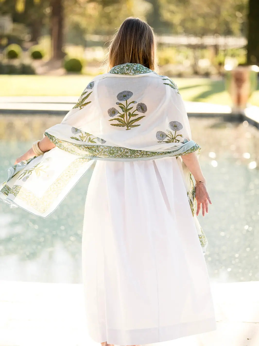 Sarong - Blue Green Flower