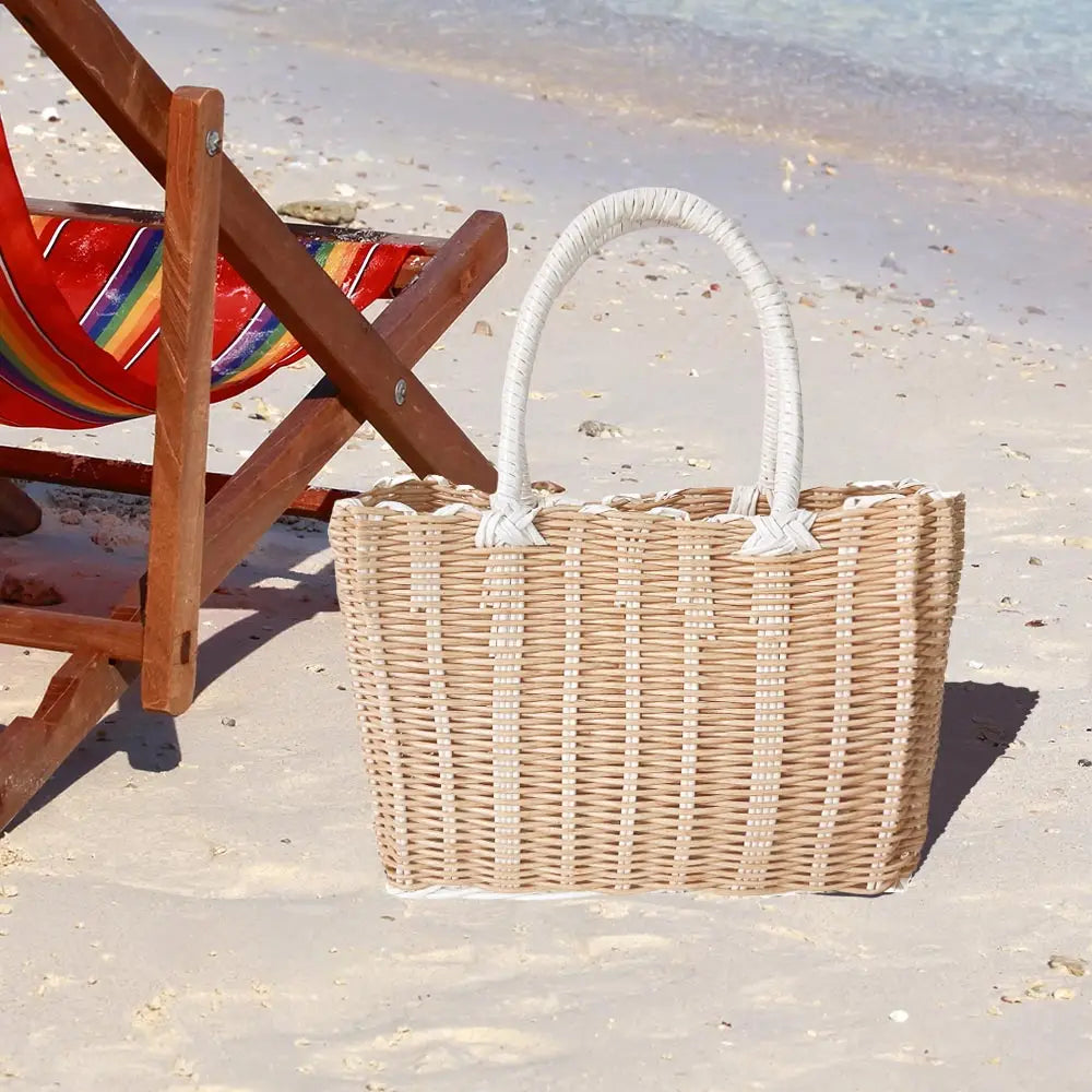 Basket Weave Tote Bag Ivory