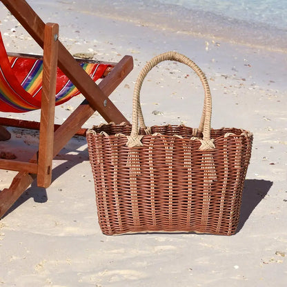 Basket Weave Tote Bag Brown